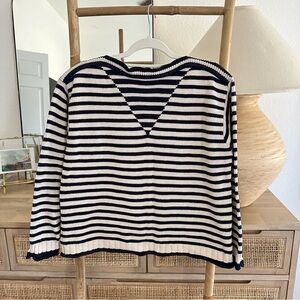 Liz Claiborne Blue Cream Striped Sweater Sz M
